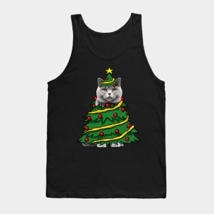 British Shorthair Christmas Tree Funny Xmas Cat Lover Tank Top